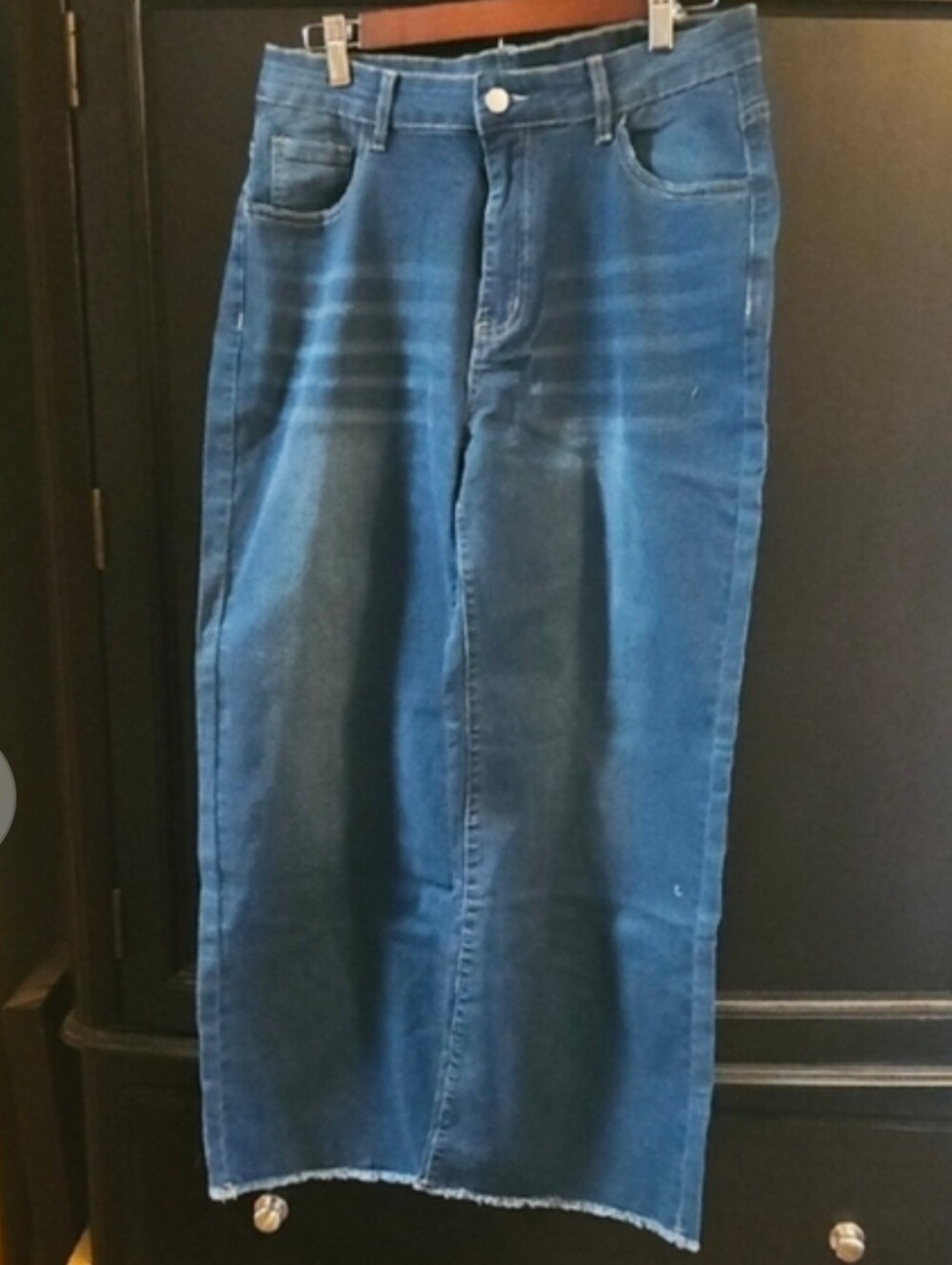 Blue Denim Midi Flare Capri